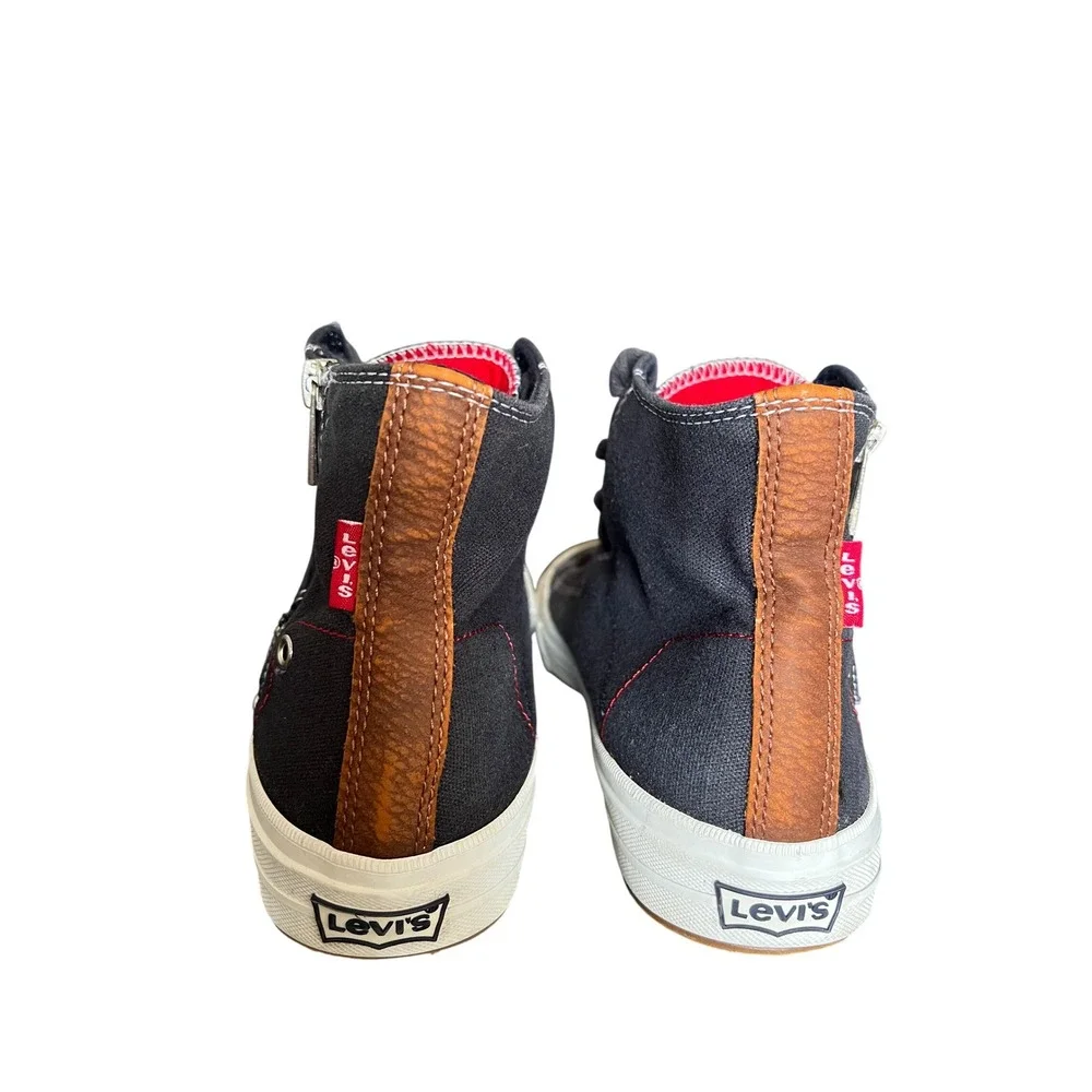 Levi's Hi Top Sneakers Canvas Lace Up Zipper Accent‎ Casual Mens Size 8